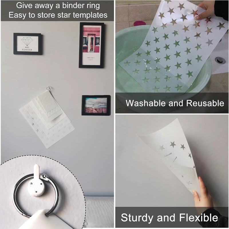 WISYOK American Flag 50 Star Stencils and 13 Stars 1776 Templates, American Flag Templates, Ideal for Painting on Wood, Fabric, Paper, Walls [6 Sizes, 2 Styles] - Image 4