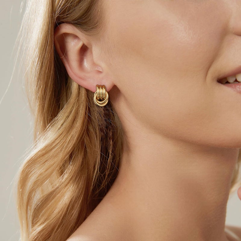 SHERLOVE Gold Plated Double Knot Earrings for Women Chunky Statement Drop Dangle Earrings Trendy Lightweight Hypoallergenic Fashion Gold Plated Jewelry - Image 3
