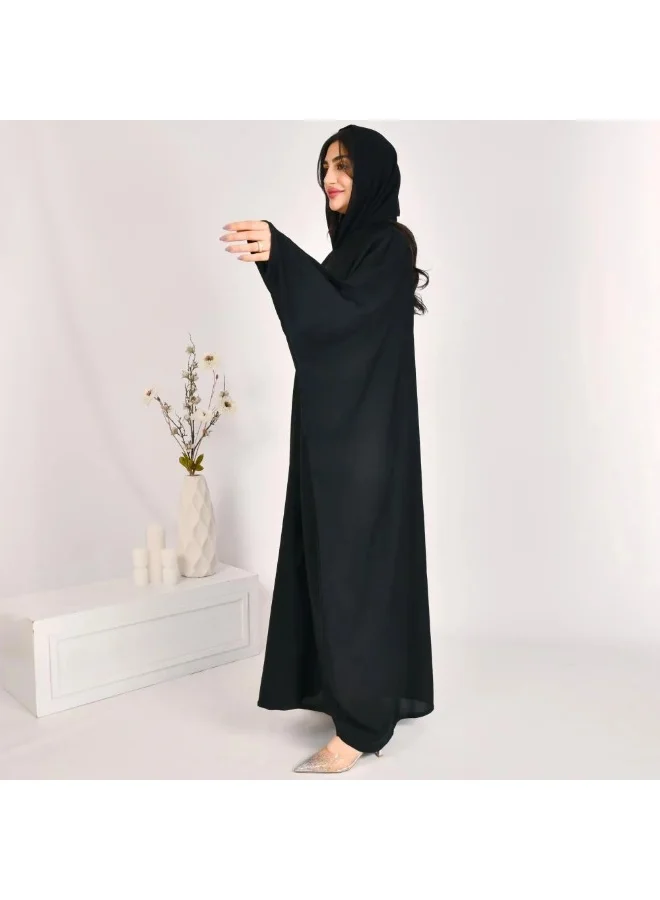 lamha abaya Black quarter-bisht abaya with summer fabric