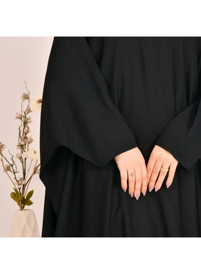 lamha abaya Black quarter-bisht abaya with summer fabric
