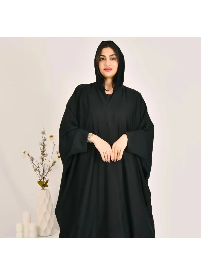 lamha abaya Black quarter-bisht abaya with summer fabric