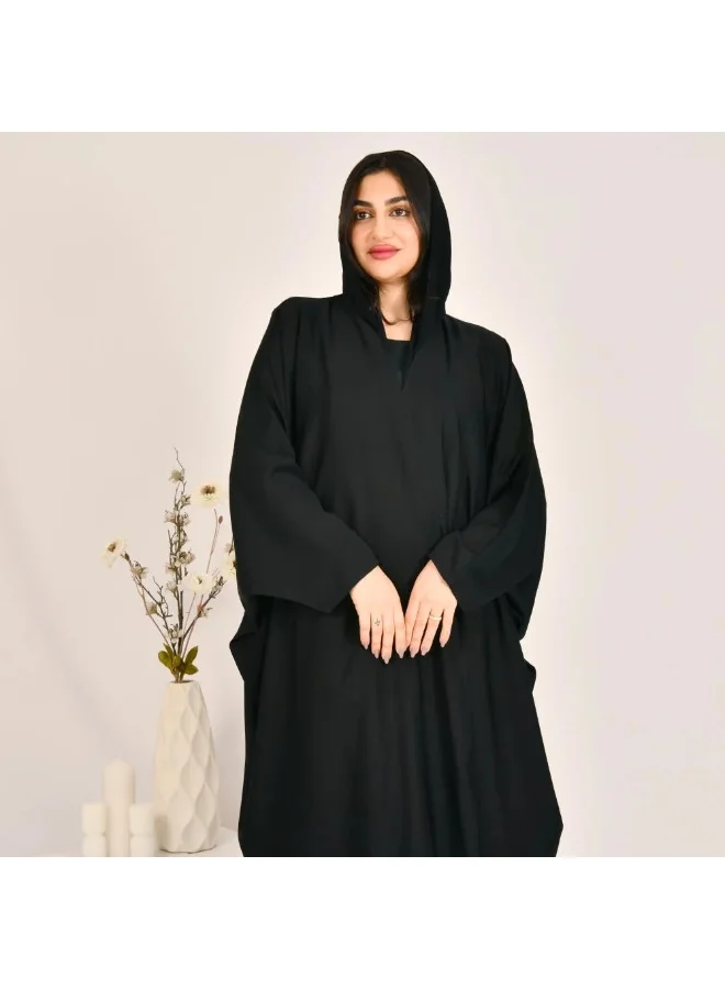 lamha abaya Black quarter-bisht abaya with summer fabric