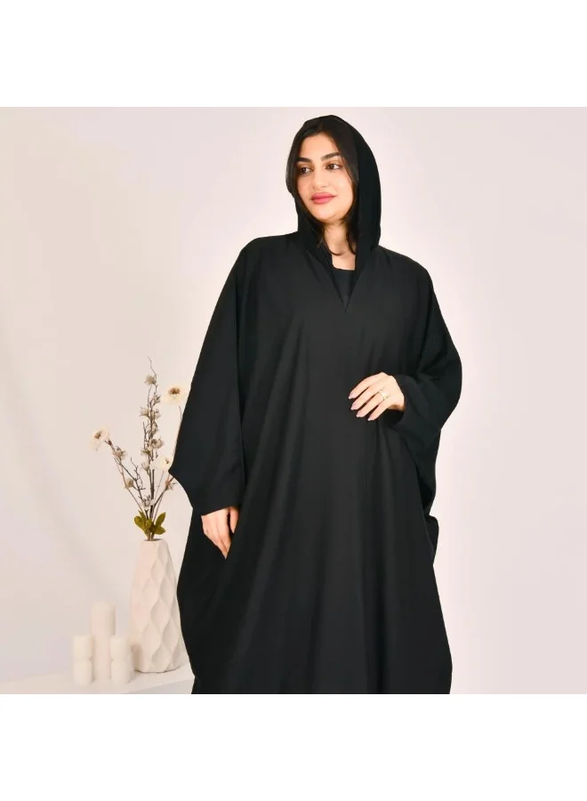 lamha abaya Black quarter-bisht abaya with summer fabric