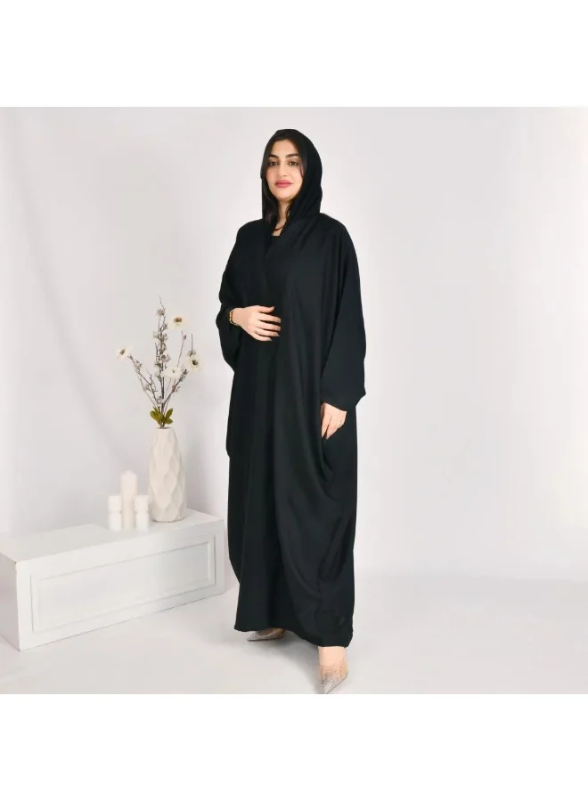 lamha abaya Black quarter-bisht abaya with summer fabric