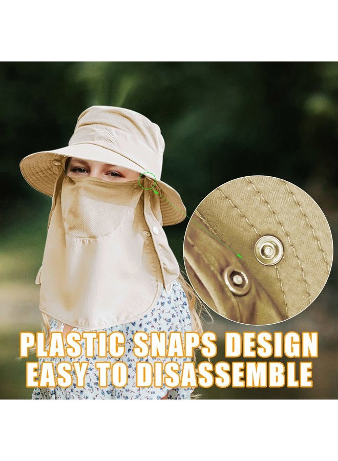 Outrip Fishing Hat for Men & Women, Outdoor UV Sun Protection Wide Brim Hat with Face Cover & Neck Flap (Beige) - Image 3