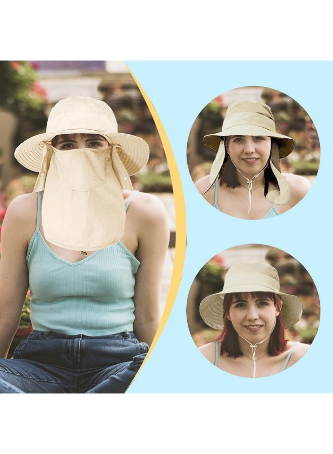 Outrip Fishing Hat for Men & Women, Outdoor UV Sun Protection Wide Brim Hat with Face Cover & Neck Flap (Beige) - Image 2