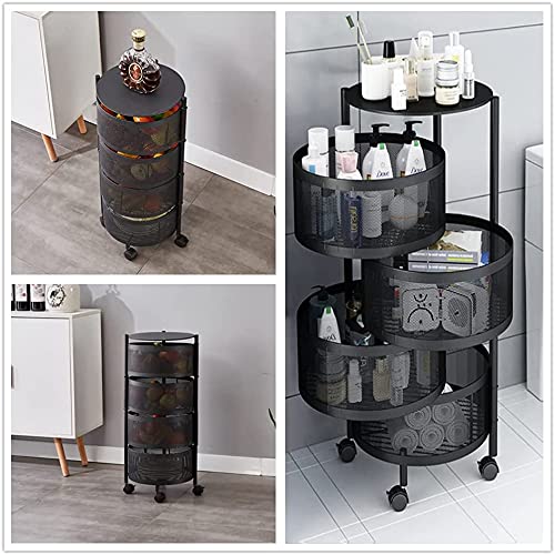 Kresal Rotating Kitchen Stand Trolley 4Tier Portable Storage Rack Fruits and Vegetable Basket Organizer for Kitchen - Image 2