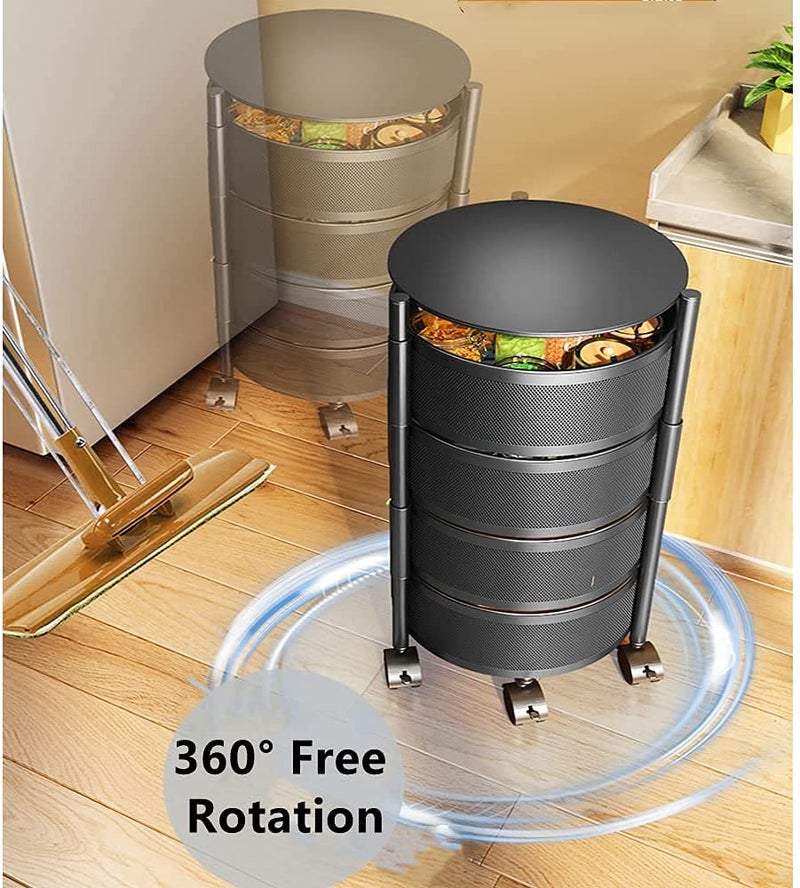 Kresal Rotating Kitchen Stand Trolley 4Tier Portable Storage Rack Fruits and Vegetable Basket Organizer for Kitchen - Image 3