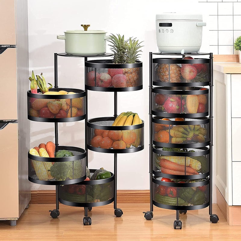 Kresal Rotating Kitchen Stand Trolley 4Tier Portable Storage Rack Fruits and Vegetable Basket Organizer for Kitchen - Image 1