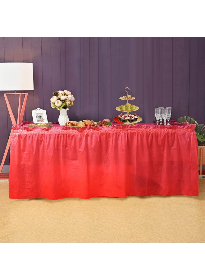 Disposable Plastic Tablecloth Table Skirt Waterproof Ins Style Dessert Table Decoration Children's Birthday Wedding Party Hotel-Color:Red Table Skirt-Specifications:427*74cm - Image 1