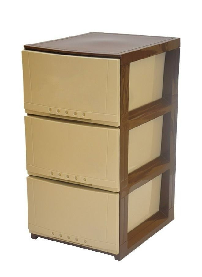 Faller - 3-Layer Storage Drawer Cabinet Beige/Brown - Image 1