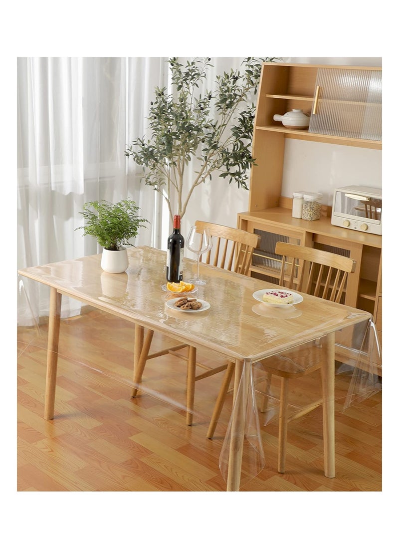 EZdenK 140*300cm Clear Plastic Tablecloth , 100% Waterproof Oil-Proof Spill-Proof Vinyl PVC Table Cloth， Wipeable Rectangle Tablecloth Protector for Dining Table，Outdoor and Indoor Uses，（Thickness 0.15mm） - Image 2