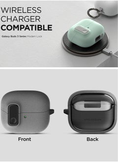 VRS Design Modern Lock Galaxy Buds 3 Pro Case and Buds3 Case Cover Secure Lock Protection with Carabiner (2024) - Metal Black  - Image 4