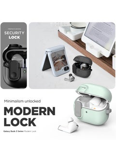 VRS Design Modern Lock Galaxy Buds 3 Pro Case and Buds3 Case Cover Secure Lock Protection with Carabiner (2024) - Metal Black  - Image 3