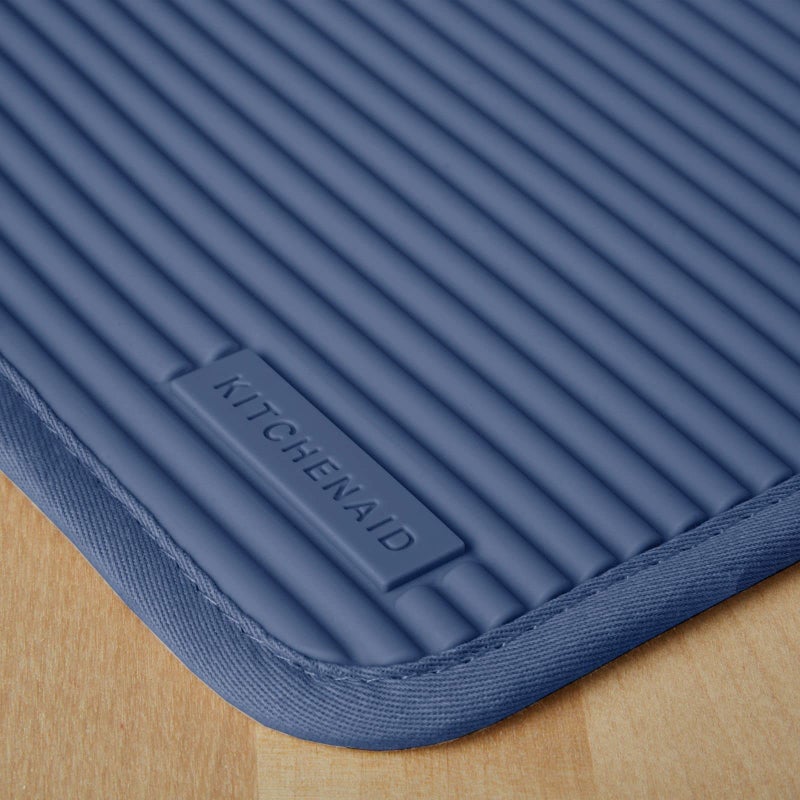 KitchenAid Ribbed Soft Silicone Pot Holder 2-Pack Set  Blue Willow  7""x9"" - Image 3
