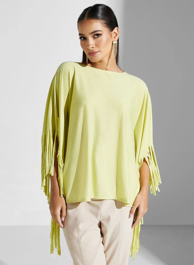 Golden Apple Asymmetric Cape Sleeve Top