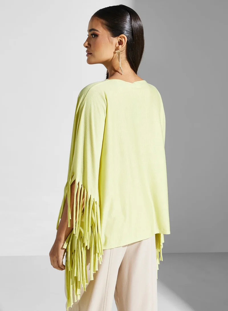 Golden Apple Asymmetric Cape Sleeve Top