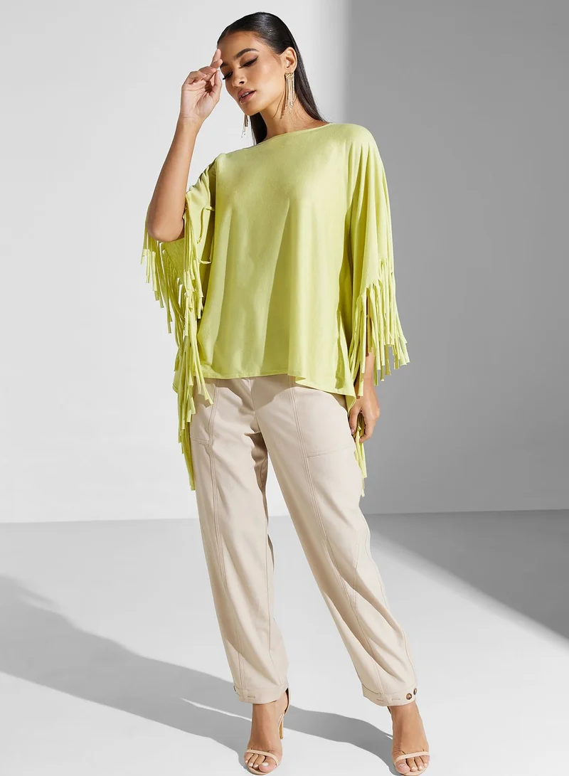 Golden Apple Asymmetric Cape Sleeve Top