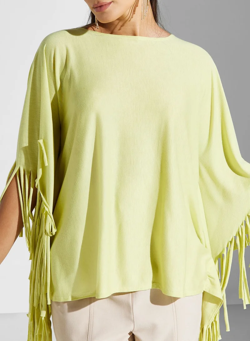 Golden Apple Asymmetric Cape Sleeve Top