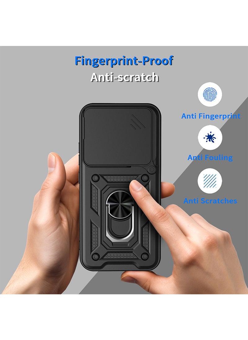 Phone Case for Xiaomi 17 with Camera Cover and Ring Holder,Magnetic Car Mount Compatible, Hard Back + Soft Edge Shockproof Protective Cover,Black - Image 4