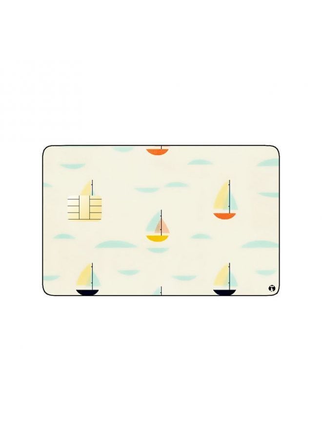 RKN - PRINTED BANK CARD STICKER Beautiful Colorful Ships Drawing - Image 1