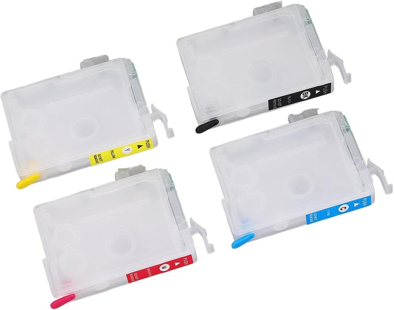 خرطوشة حبر فارغة قابلة لإعادة التعبئة بشريحة دائمة، عالية الإنتاجية، متوافقة مع أجهزة الطباعة من مختلف الأنواع، حزمة تحتوي على 4 ألوان لأجهزة Expression Home XP2200، XP2205، XP3200، XP4200، Workforce. - Image 4