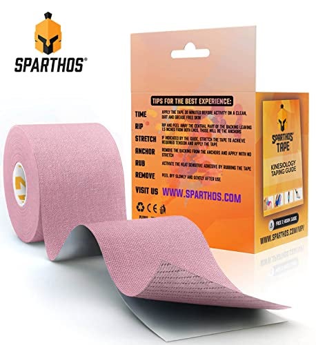 Sparthos Kinesiology Tape Incredible Support for Athletic Sports and Recovery Free Kinesio Taping Guide Wrap Neck Body Pain Skin Strips Medical Water Proof Boobtape Pro Uncut Pale Pink - Image 5