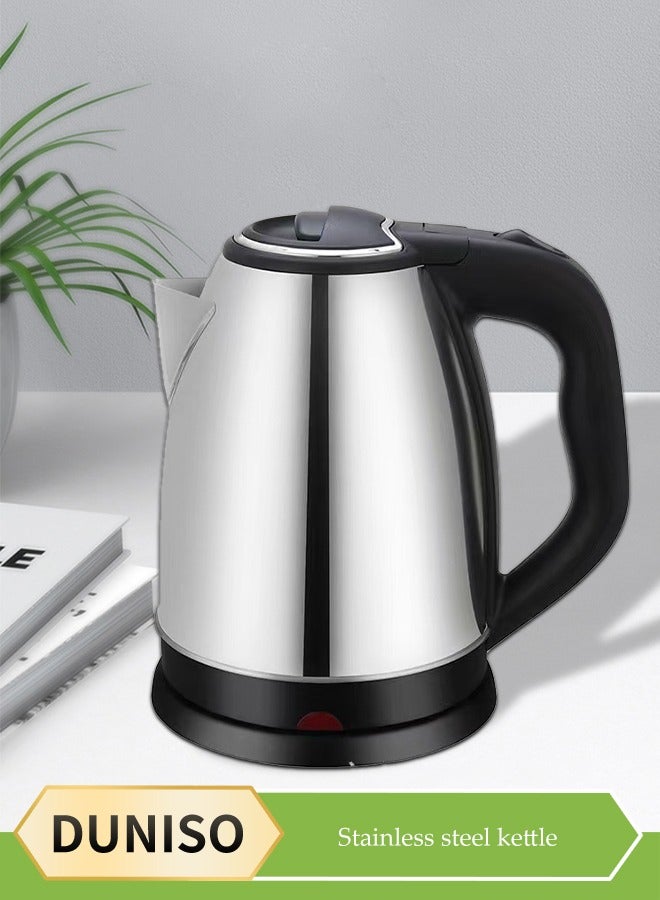DUNISO Stainless steel electric kettle, electric tea kettle,with indicator light, 360 degree rotating base and safety touch handle, automatic power off protection , 1500W, suitable for home and office, 2L - Image 1