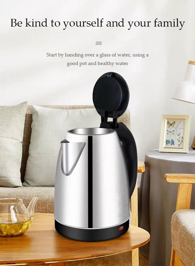 DUNISO Stainless steel electric kettle, electric tea kettle,with indicator light, 360 degree rotating base and safety touch handle, automatic power off protection , 1500W, suitable for home and office, 2L - Image 2