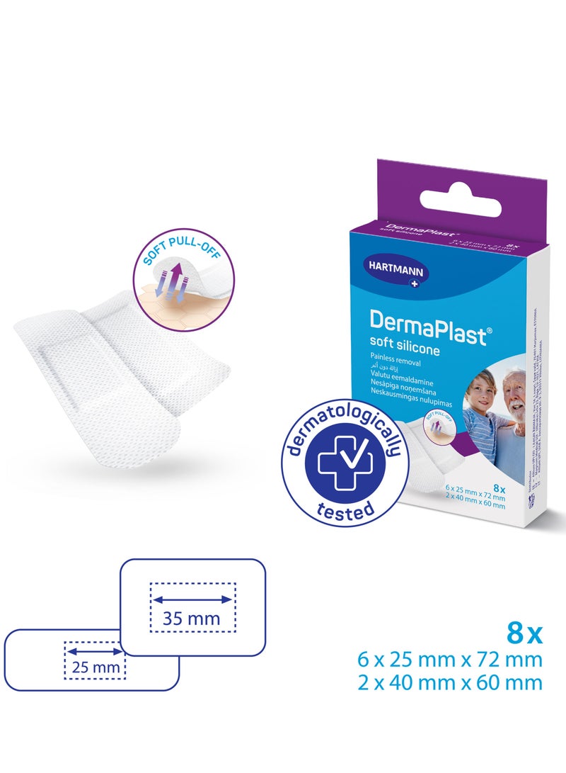 DERMAPLAST درمابلاست سوفت سيليكون 8 شريطًا لاصقًا/حزمة - Image 2