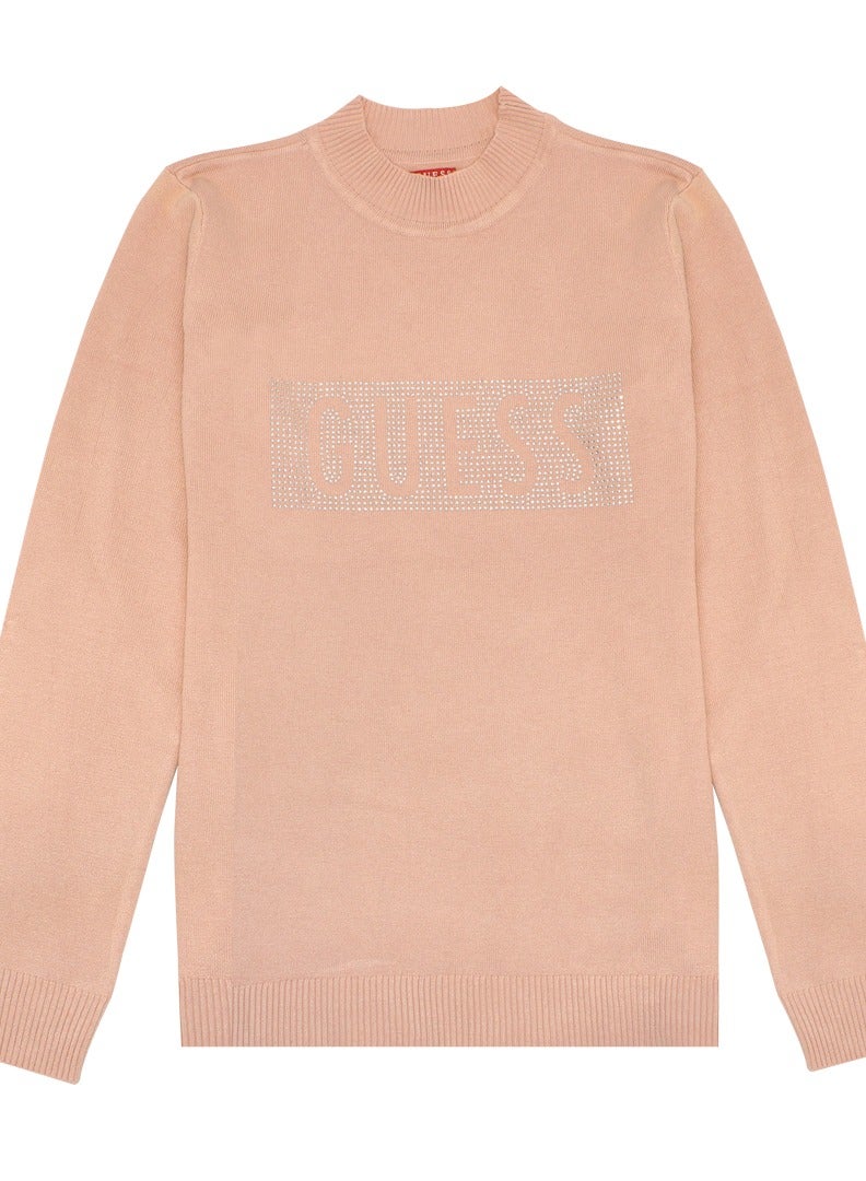 جس بلوزة Guess نسائية بأكمام طويلة من الكشمير بشعار أمامي - Image 2