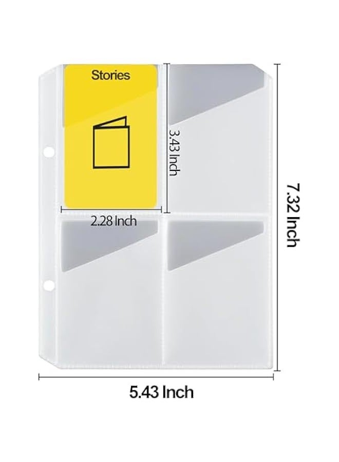 20 Pack 160 Pockets Card Sleeve for Yoto Card Case, 4 Pockets Top Loading Sheets for 2 Rings Card Case,Card Sleeves for Audio Cards/Musical Card/Audiobook Cards (Only for yoto Cards)  - Image 2