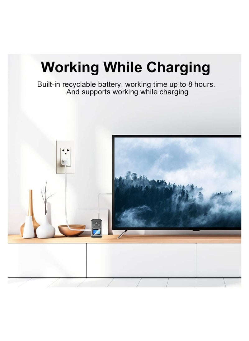 SYOSI - Bluetooth Transmitter and Receiver Bluetooth 5.0 Audio Adapter 2-in-1 Wireless Bluetooth Adapter for Car/TV/PC/Home Audio System 3.5mm Wireless Audio Receiver Adapter with Display Screen - Image 1