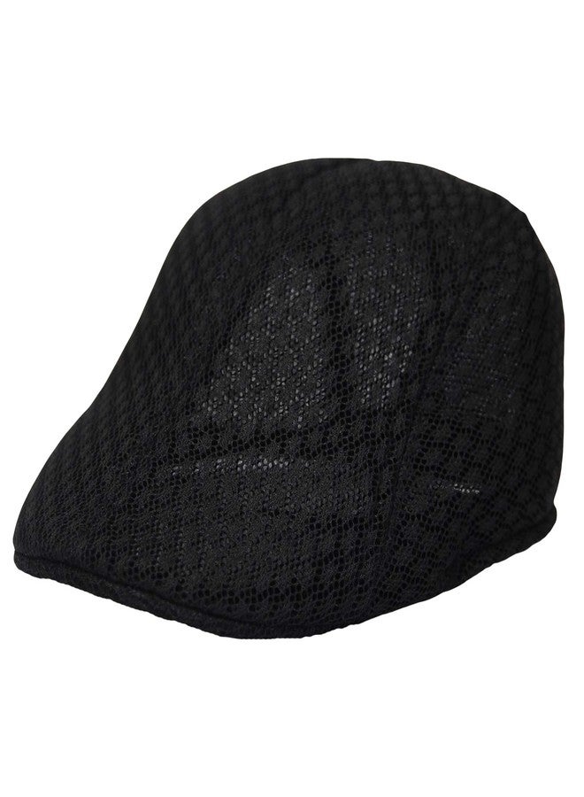 WITHMOONS Breathable Mesh Summer Hat Newsboy Ivy Cap Cabbie Cap UZ30053 (Black) - Image 1