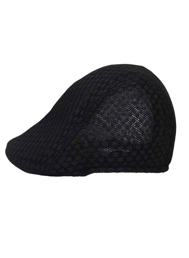 WITHMOONS Breathable Mesh Summer Hat Newsboy Ivy Cap Cabbie Cap UZ30053 (Black) - Image 2