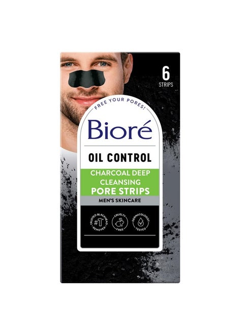 Men'S Pore Strips For Blackhead Removal Deep Cleansing Nose Strips With Natural Charcoal For Instant Pore Unclogging, 6 Count