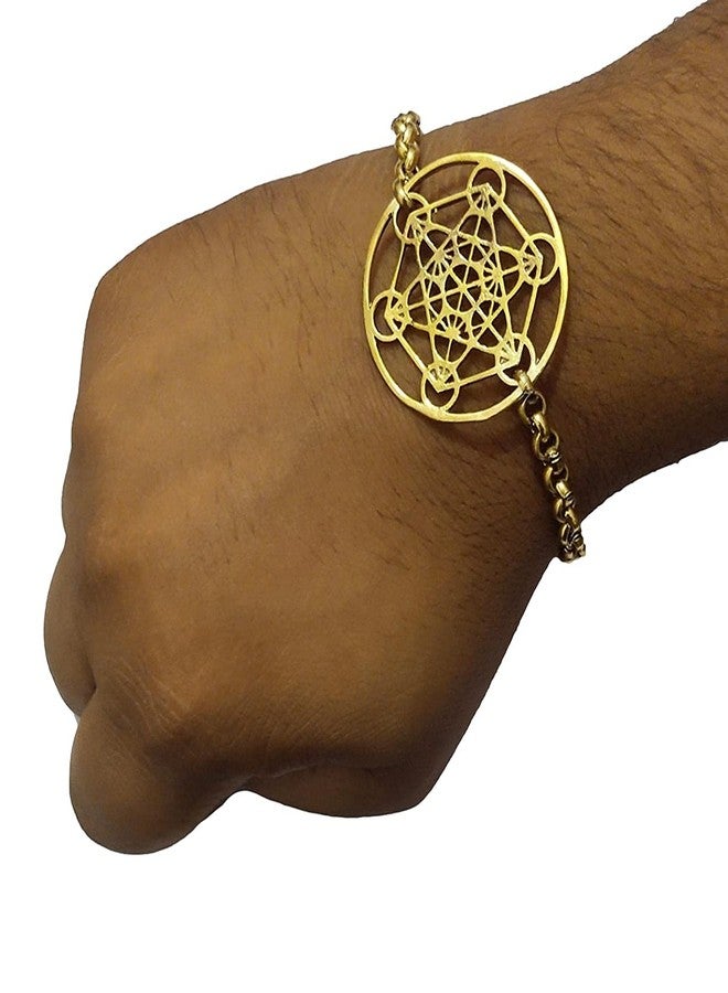 ATHZ Golden Bracelet for Men with matte gold finish cutwork dial 5 mm thick Rolo chain Bracelets with S hook Clasp for Men | Boys brass bracelets - Image 3