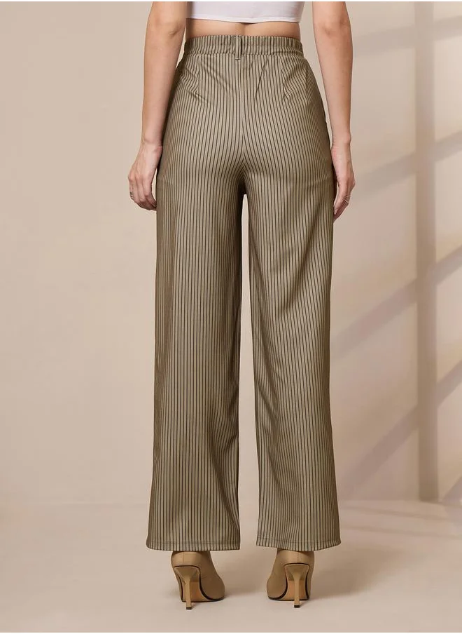 SASSAFRAS Striped Straight Leg Trousers by Styli
