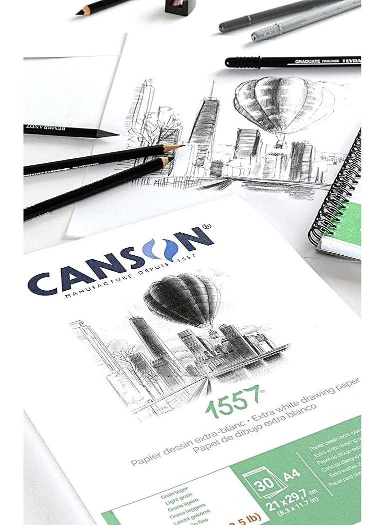 CANSON A4 Size Light Grained Drawing Pad 30 Sheets 180gsm Thickness - Image 2