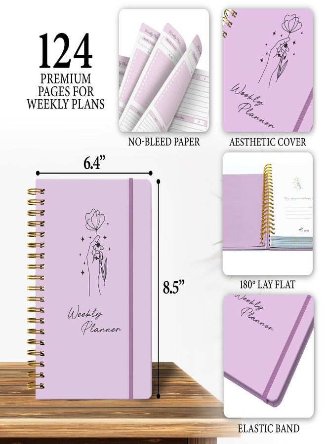 Only Zest Undated Weekly Planner-Aesthetic Weekly Goal Planner with Notes, To-do List, Habit Tracker | Spiral Daily and Organizer Notebook for Work and Productive Planning, Purple - Image 2