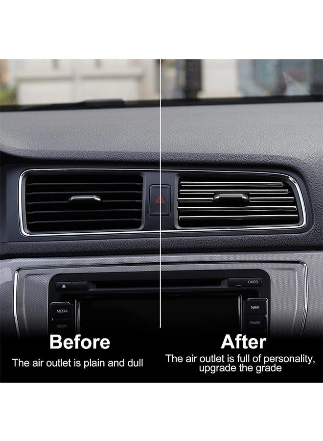20 Pcs Car Air Conditioner Air Outlet Decorative Strips, Bendable DIY Chrome PVC U Shape Moulding Trim Strips, Switch Rim Trim Outlet Decor Strip for Most Air Outlets Car (Silver+Red) - Image 3