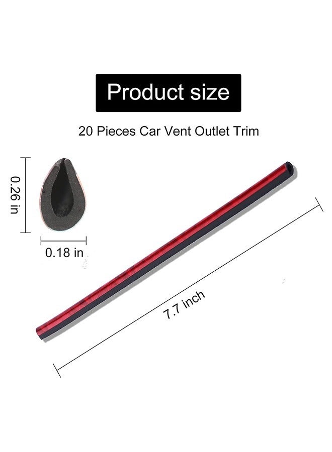 20 Pcs Car Air Conditioner Air Outlet Decorative Strips, Bendable DIY Chrome PVC U Shape Moulding Trim Strips, Switch Rim Trim Outlet Decor Strip for Most Air Outlets Car (Silver+Red) - Image 2