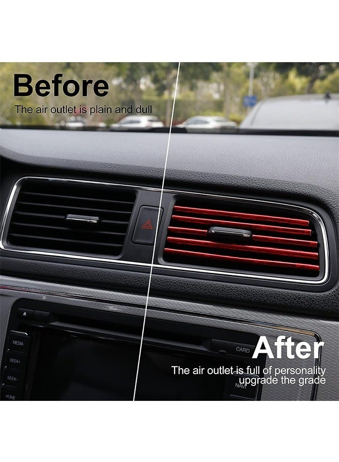 20 Pcs Car Air Conditioner Air Outlet Decorative Strips, Bendable DIY Chrome PVC U Shape Moulding Trim Strips, Switch Rim Trim Outlet Decor Strip for Most Air Outlets Car (Silver+Red) - Image 4