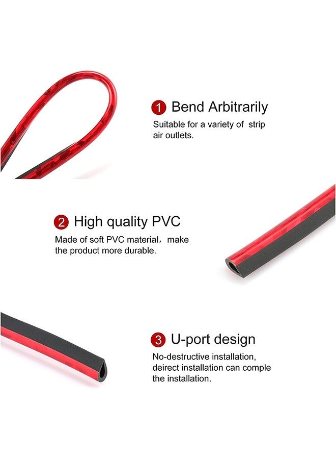 20 Pcs Car Air Conditioner Air Outlet Decorative Strips, Bendable DIY Chrome PVC U Shape Moulding Trim Strips, Switch Rim Trim Outlet Decor Strip for Most Air Outlets Car (Silver+Red) - Image 5