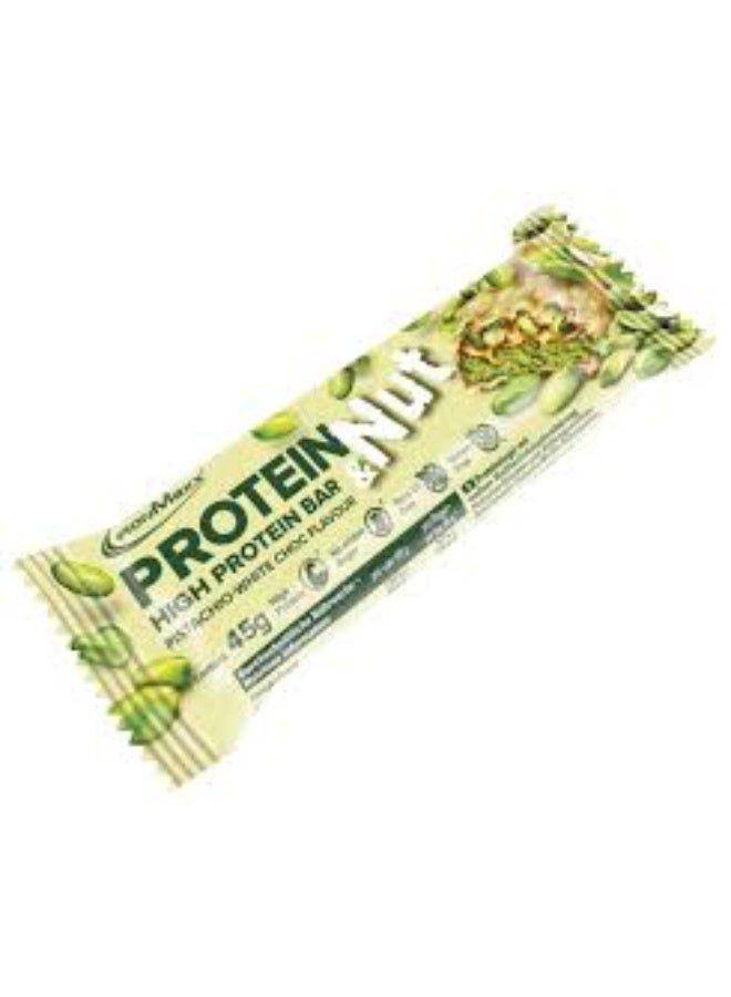 IronMaxx Protein & Nuts Bar | 24 x 45 g | Pistachio White Chocolate - Image 1