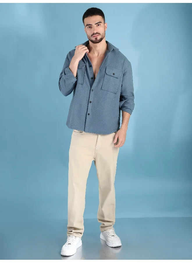 Beyoung Smoky Blue Recycled Flannel Shirt