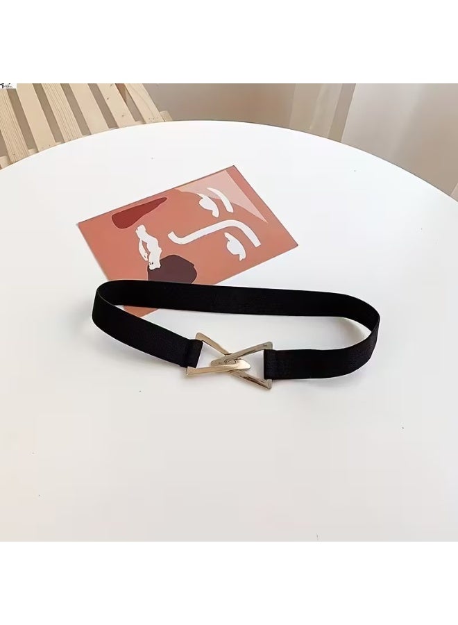 Goolsky [Multi Functional Metal Buckle Belt] Double Triangle Metal Buckle Belt Women's Decorative Elastic Dress Sweater Belt Casual Multi Functional Fashion Belt - Image 4