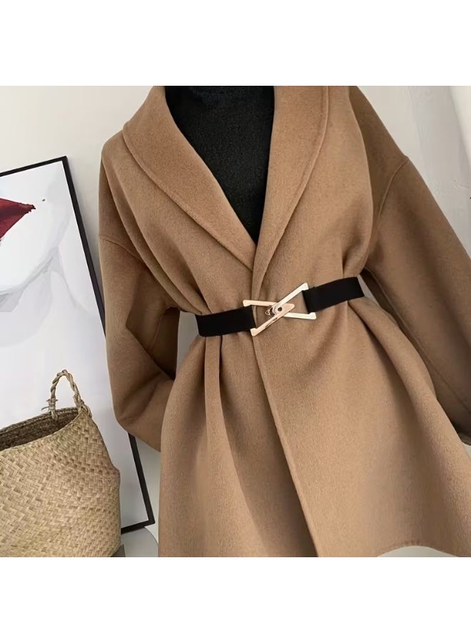 Goolsky [Multi Functional Metal Buckle Belt] Double Triangle Metal Buckle Belt Women's Decorative Elastic Dress Sweater Belt Casual Multi Functional Fashion Belt - Image 2