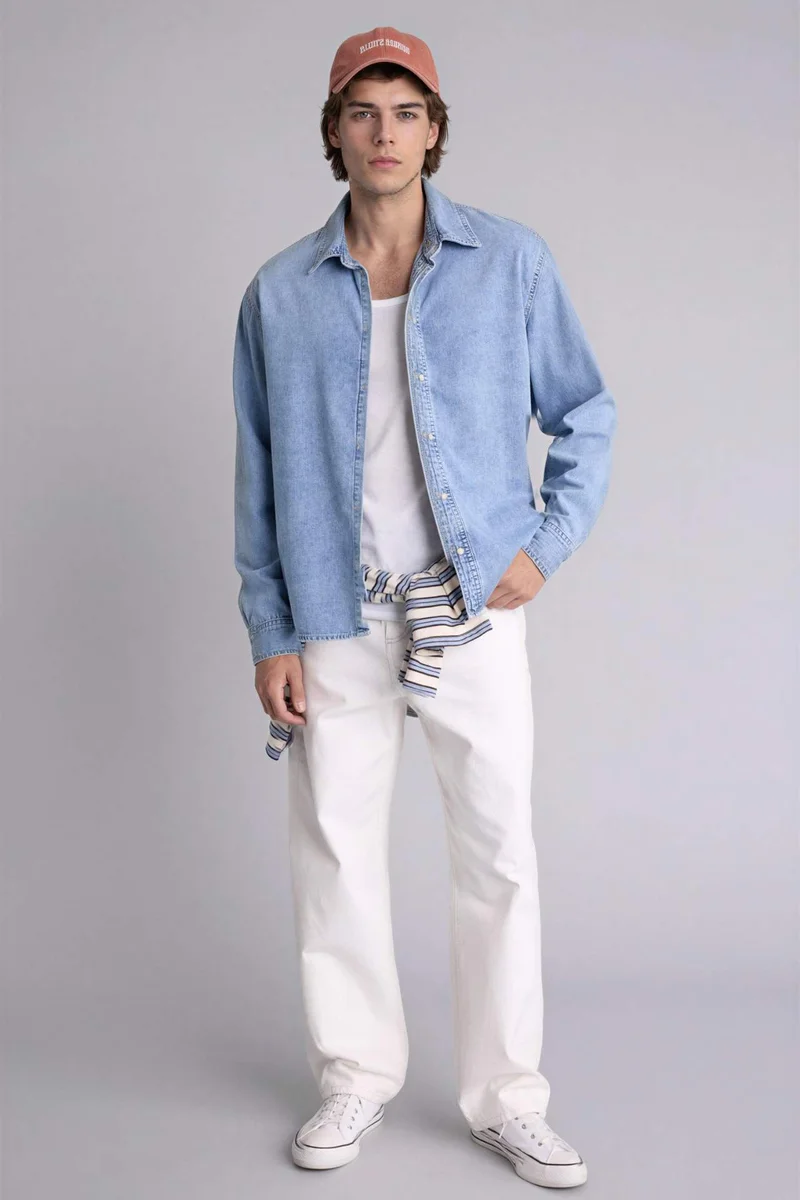 ديفاكتو Regular Fit Cotton Long Sleeve Shirt