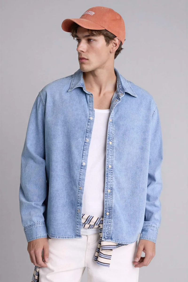 ديفاكتو Regular Fit Cotton Long Sleeve Shirt